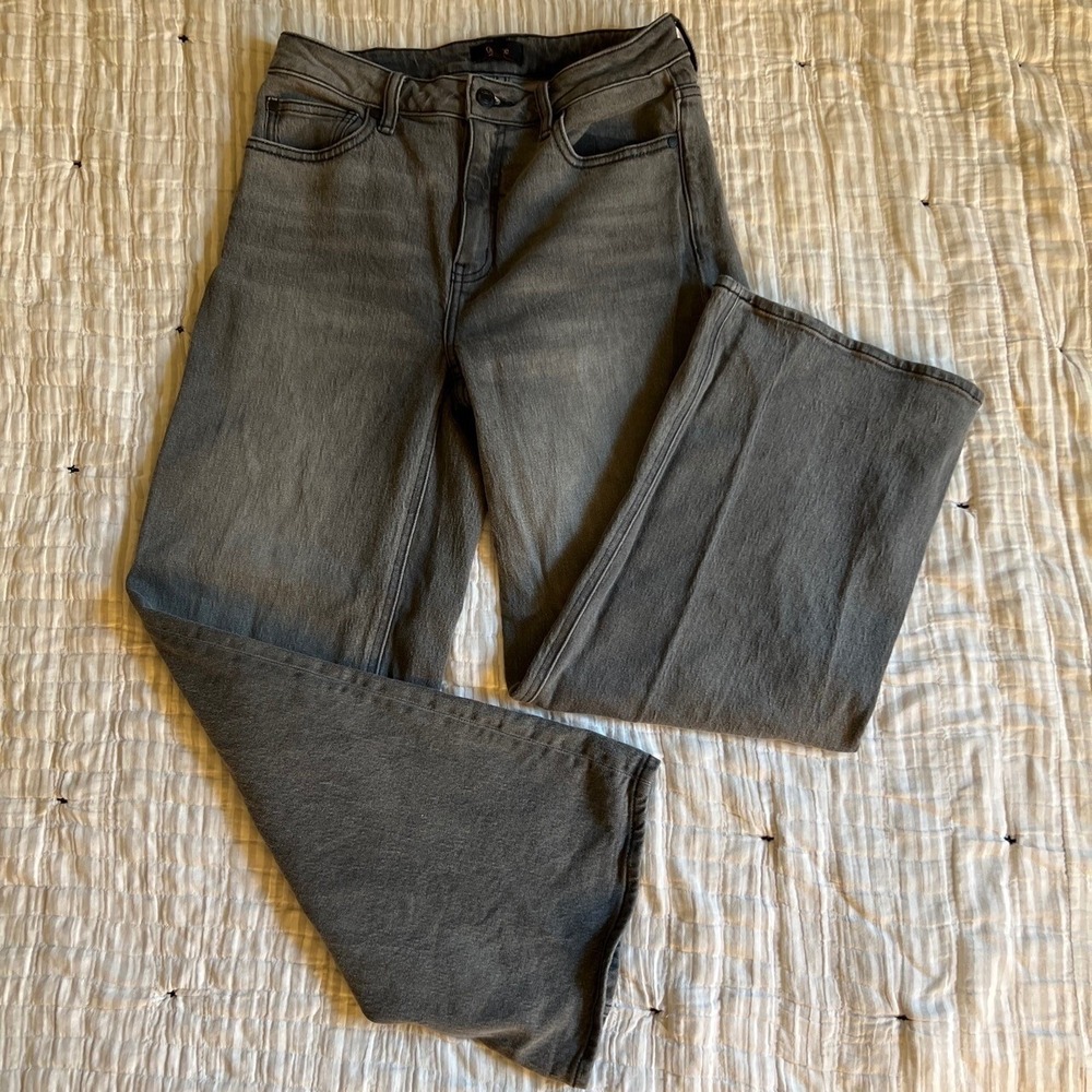 Quince Womens Organic Cotton Wide Leg Jeans Grey High Rise Size 28